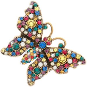 GUCCI Ring Plated Gold multicolor Crystal butterfly ring Women XS Used | AlmaBagz