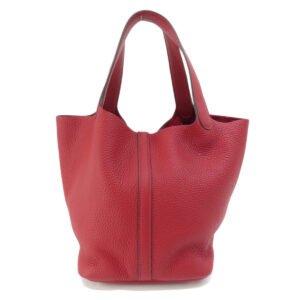 HERMES Handbag Taurillon Clemence Red Picotin Lock MM Red SilverMetal | AlmaBagz