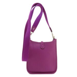 HERMES Shoulder Bag Taurillon Clemence purple Evelyn TPM Anemone SilverMetal Women Used | AlmaBagz