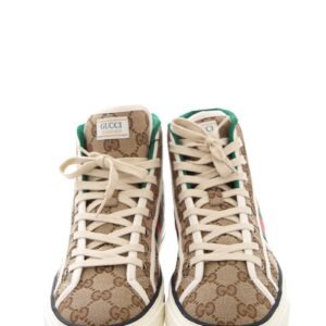 Gucci Tennis 1977 Brown Monogram High Top Sneakers SZ 40 | AlmaBagz