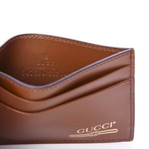Gucci Print Logo Leather Cardholder in Brown | AlmaBagz