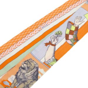 HERMES scarf silk Orange Twilly Women Used | AlmaBagz