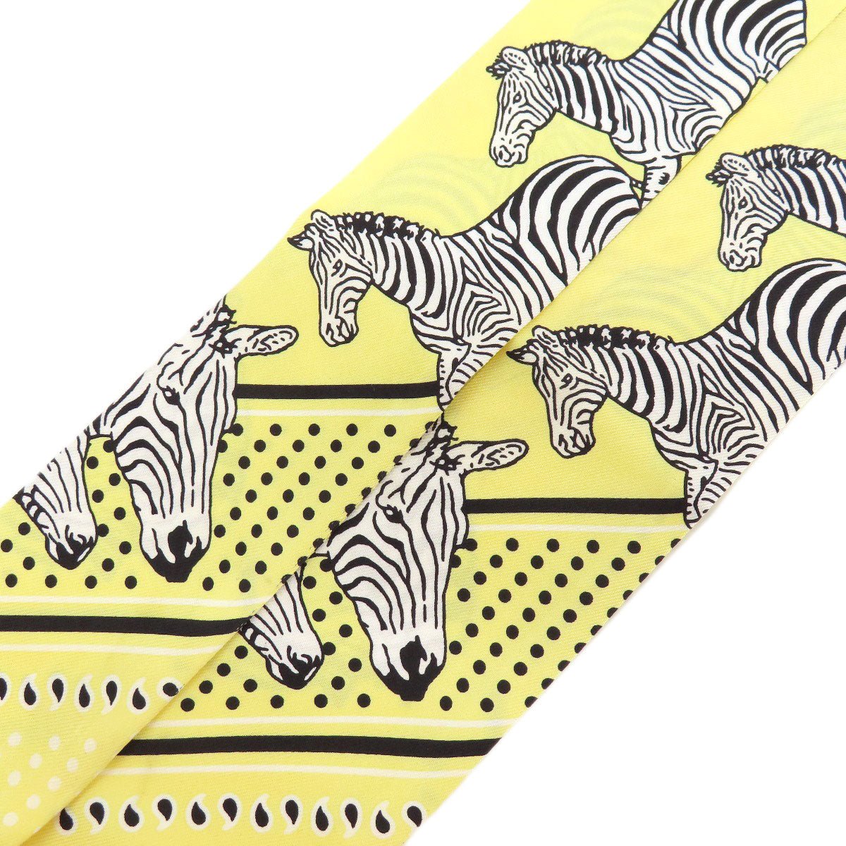 HERMES scarf silk yellow Twilly zebra motif Women Used | AlmaBagz