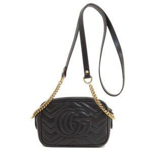 GUCCI Shoulder Bag 448065 Calfskin black GG Marmont mini bag Women Used | AlmaBagz