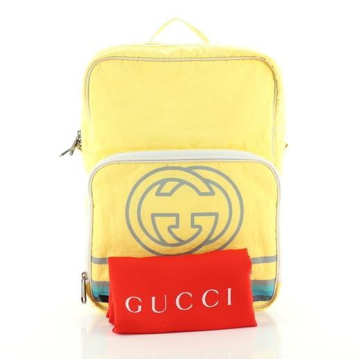 Gucci 80's Patch Nylon Backpack in Yellow | AlmaBagz - Image 5