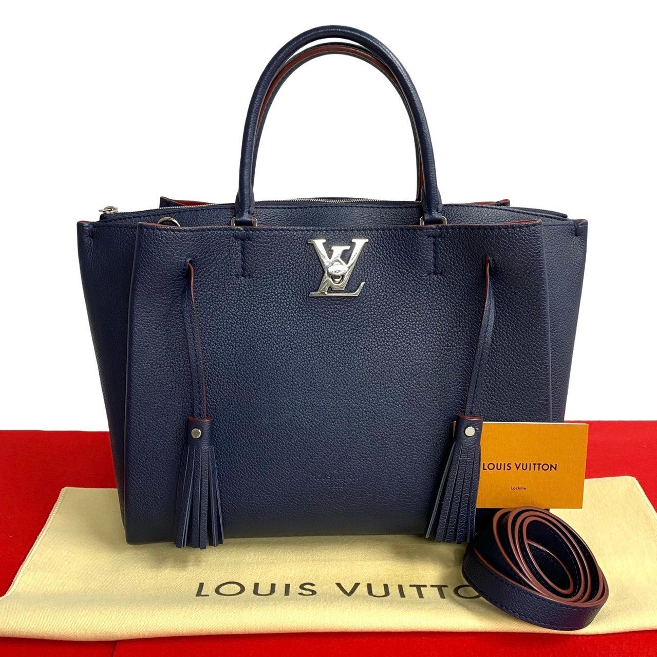 LOUIS VUITTON Shoulder Bag leather Navy Rock meat | AlmaBagz - Image 10