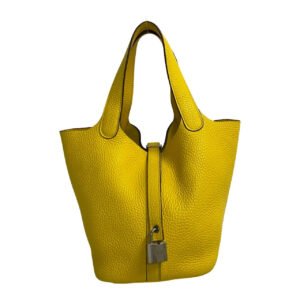 HERMES Handbag Taurillon Clemence yellow Picotan Lock PM | AlmaBagz