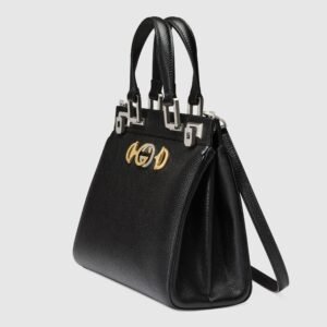 Gucci Zumi Grainy Leather Small Top Handle Bag Black | AlmaBagz
