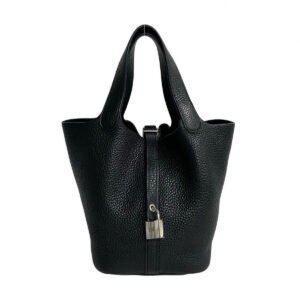 HERMES Handbag Taurillon Clemence black Picotan Lock PM | AlmaBagz