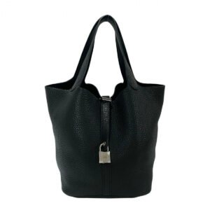 HERMES Handbag Taurillon Clemence black Picotan Lock MM | AlmaBagz