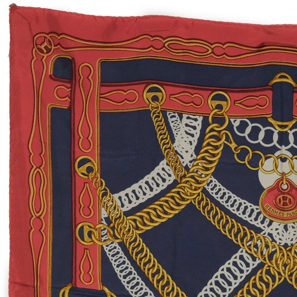 HERMES scarf silk Red and blue Carre90 Women Used | AlmaBagz