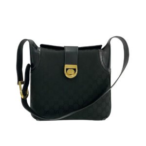 GUCCI Shoulder Bag leather black Sherry line Old Gucci | AlmaBagz