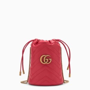 Gucci Gg Marmont Red Leather Bucket Bag Women | AlmaBagz