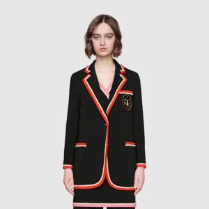 Gucci Viscose Jacket With Fox Crest In Black | AlmaBagz