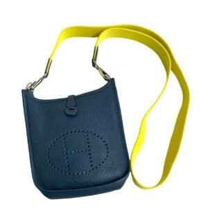 HERMES Shoulder Bag Taurillon Clemence, Leather blue Evelyn TPM Women Used | AlmaBagz