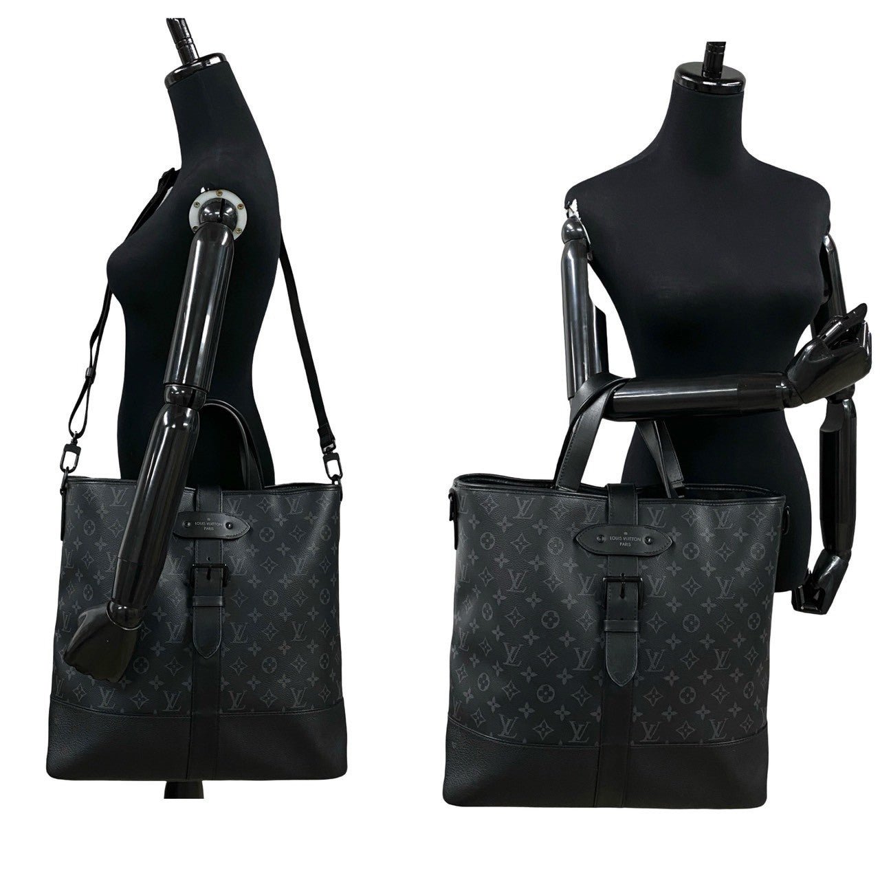 LOUIS VUITTON Shoulder Bag leather black Monogram Eclipse Saumur mens Used | AlmaBagz - Image 2