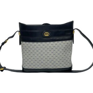 GUCCI Shoulder Bag Leather, PVC Navy Micro GG logo Metal Women Used | AlmaBagz