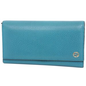 GUCCI Long Wallet Purse 449279 leather Blue green Interlocking GG unisex(Unisex) Used | AlmaBagz