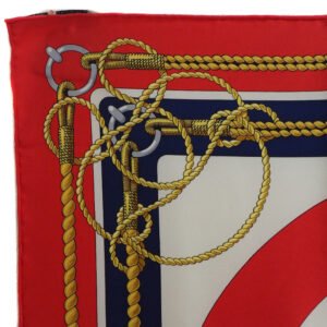 HERMES scarf silk Red stern decoration CHATEAUX D'ARRIERE Carre90 Women Used | AlmaBagz