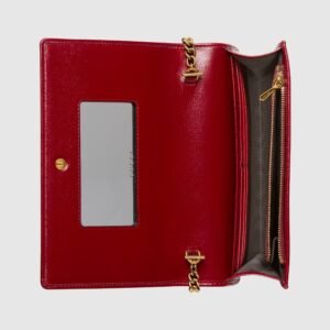 Gucci Leather Chain Card Case Wallet Red | AlmaBagz