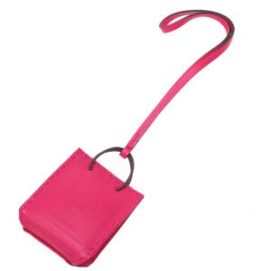 HERMES key ring leather Rose mexico Bag charm sack orange Women Used | AlmaBagz