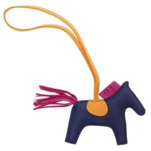 HERMES key ring leather Blue Agat Bag charm Rodeo Charm PM Women Used | AlmaBagz