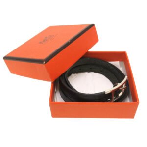 HERMES bracelet leather black Appi 3 | AlmaBagz