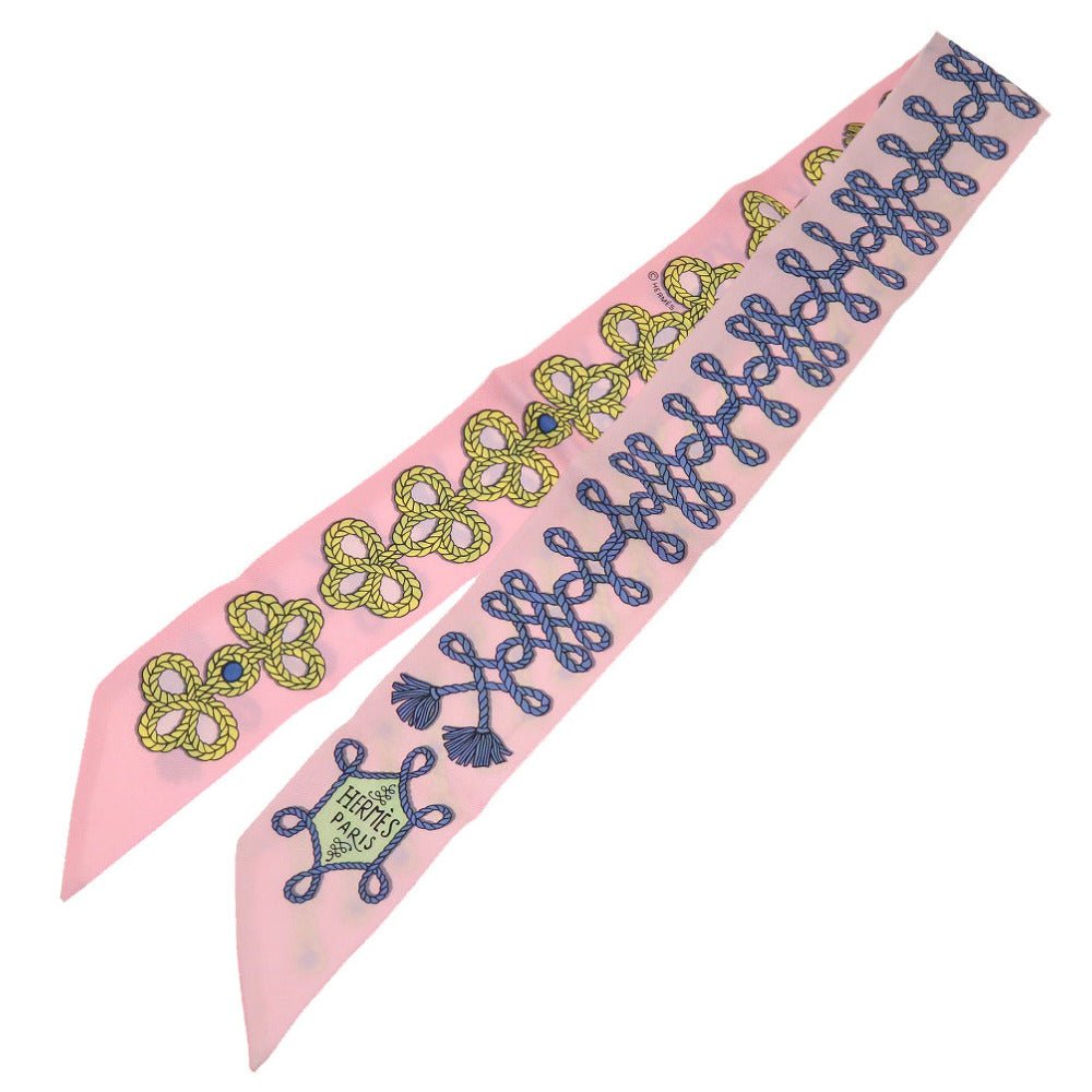 HERMES scarf silk pink Twilly GALONS ET BRANDEBOURGS | AlmaBagz