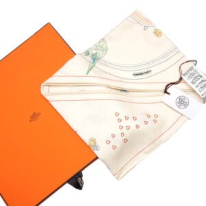 HERMES scarf silk Ivory hermes story Triangle scarf Carre | AlmaBagz