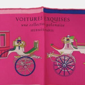 HERMES scarf silk pink Carre90 VOITURES EXQUISES Exquisite carriage Women Used | AlmaBagz