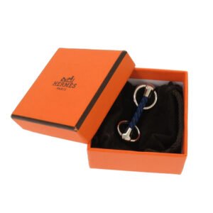 HERMES Scarf ring metal blue Mini Mall Stress Cuir | AlmaBagz