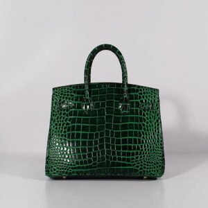 Hermes Birkin 30cm Crocodile Leather Bag With Strap Green Gold | AlmaBagz