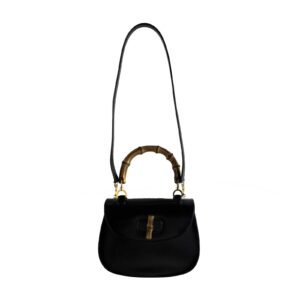 GUCCI Vintage Bamboo Night Handle Black shoulder crossbody bag | AlmaBagz