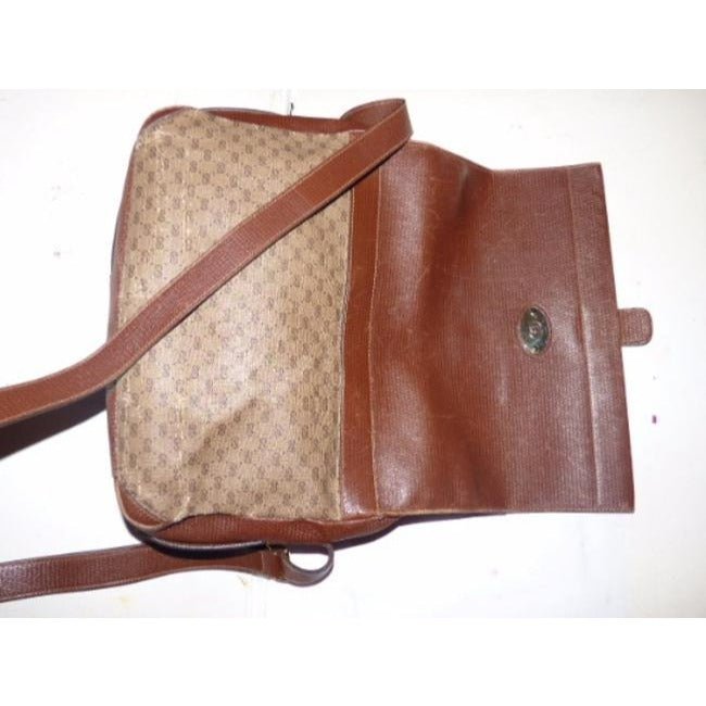 Gucci Vintage Shades Of Brown Small G Logo Print Leather Coated Canvas Cross Body | AlmaBagz