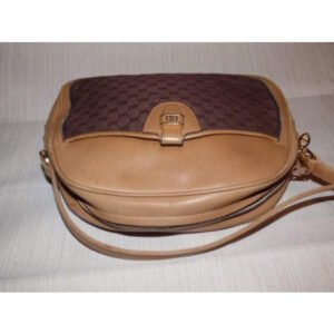 Gucci Vintage Camel Leather And Brown Small G Logo Print | AlmaBagz