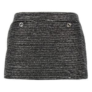 Gucci Women Lamé Tweed Skirt | AlmaBagz