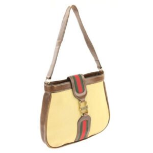 Gucci Jackie Early With Shelly Stripe Brown Leather And Gg Leather Satchel | AlmaBagz