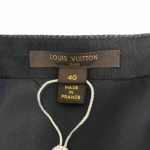 LOUIS VUITTON Grey Herringbone Pencil Skirt | AlmaBagz