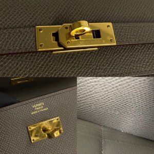 HERMES Long Wallet Purse leather gray Kelly wallet | AlmaBagz