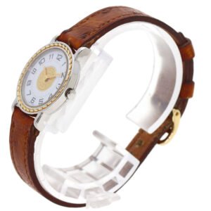 HERMES Watches Quartz Stainless Steel, Leather Silver Serie white dial Women Used | AlmaBagz