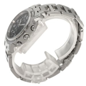 HERMES Watches Quartz CL1.310 Stainless Steel , Stainless Steel Silver Clipper Chrono black dial Women Used | AlmaBagz