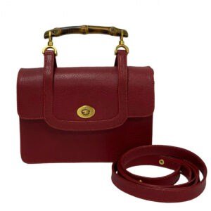 GUCCI Shoulder Bag leather Red Bamboo Old Gucci | AlmaBagz