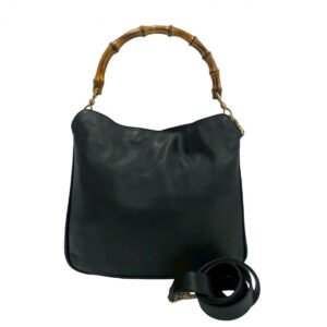 GUCCI Shoulder Bag leather black Bamboo | AlmaBagz