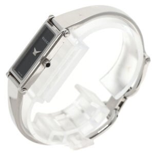 GUCCI Watches Quartz 1500L Stainless Steel Silver Square face black dial | AlmaBagz