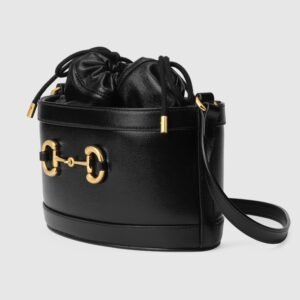 Gucci 1955 Horsebit Bucket Bag Black | AlmaBagz