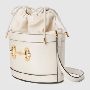 Gucci 1955 Horsebit Bucket Bag White | AlmaBagz