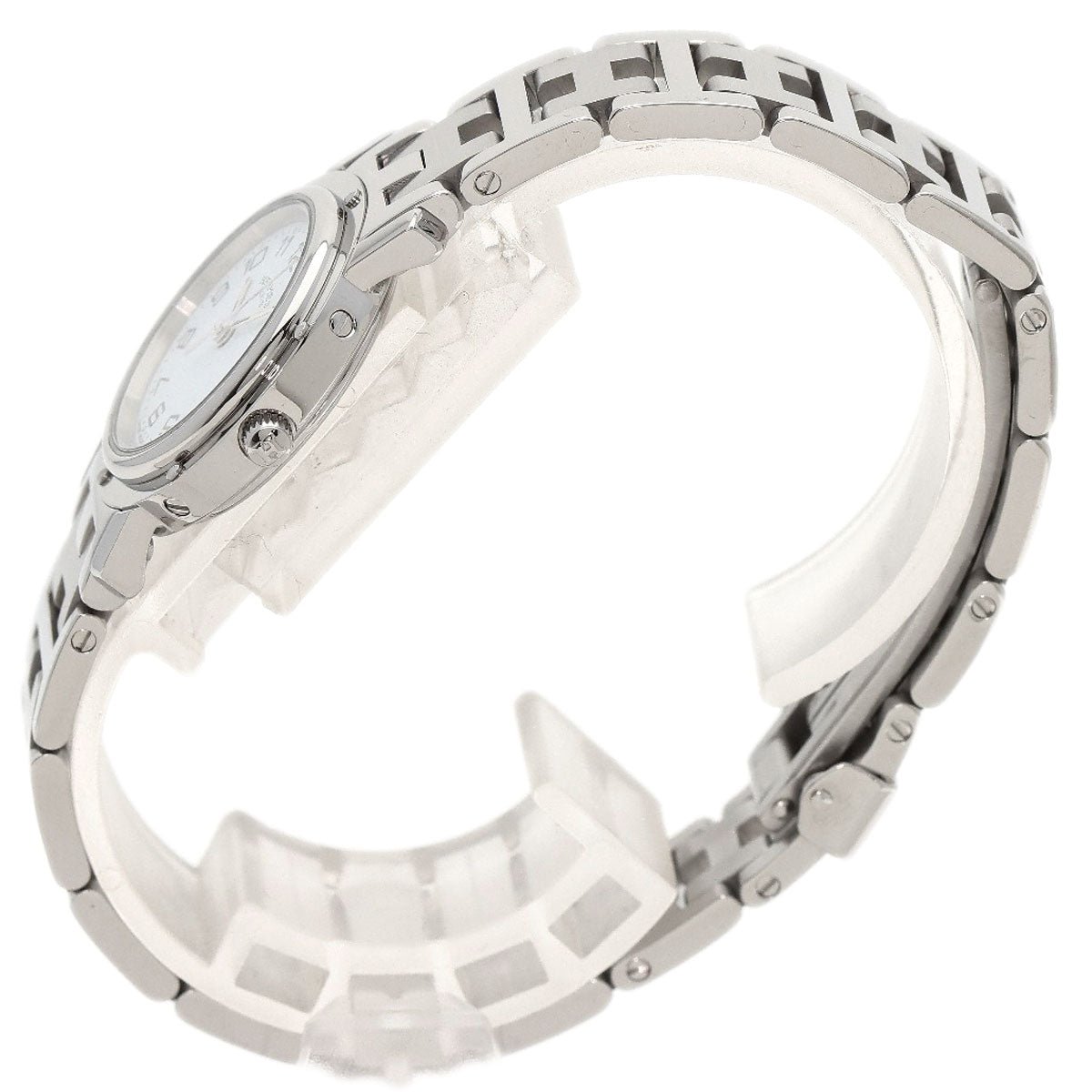 HERMES Watches Quartz CL4.210 Stainless Steel , Stainless Steel Silver Clipper white dial Women Used | AlmaBagz