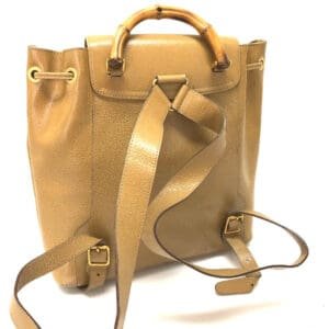 GUCCI Backpack leather Beige type backpack bag Bamboo Women Used | AlmaBagz