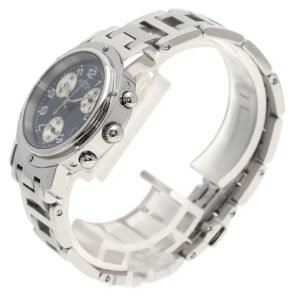 HERMES Watches Quartz CL1.310 Stainless Steel , Stainless Steel Silver Clipper Chronograph blue dial Women Used | AlmaBagz