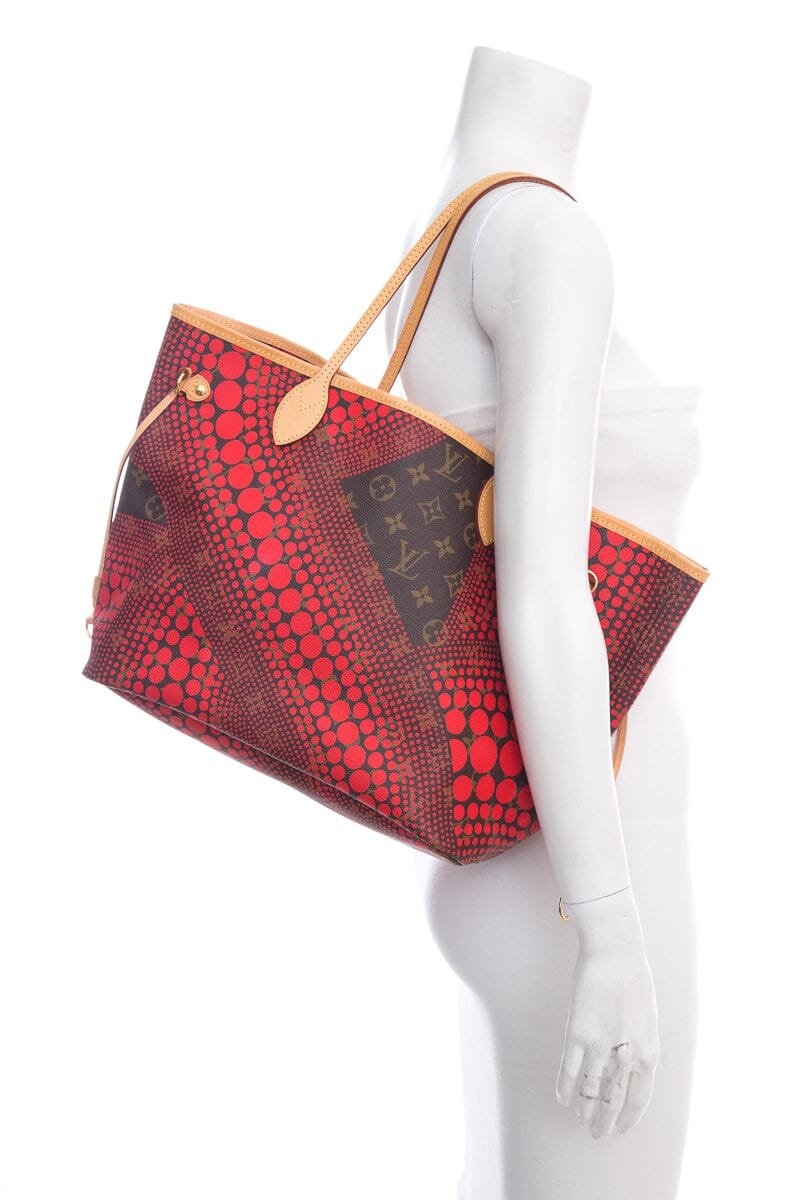 Louis Vuitton Brown & Red Yayoi Kusama Neverfull Handbag | AlmaBagz